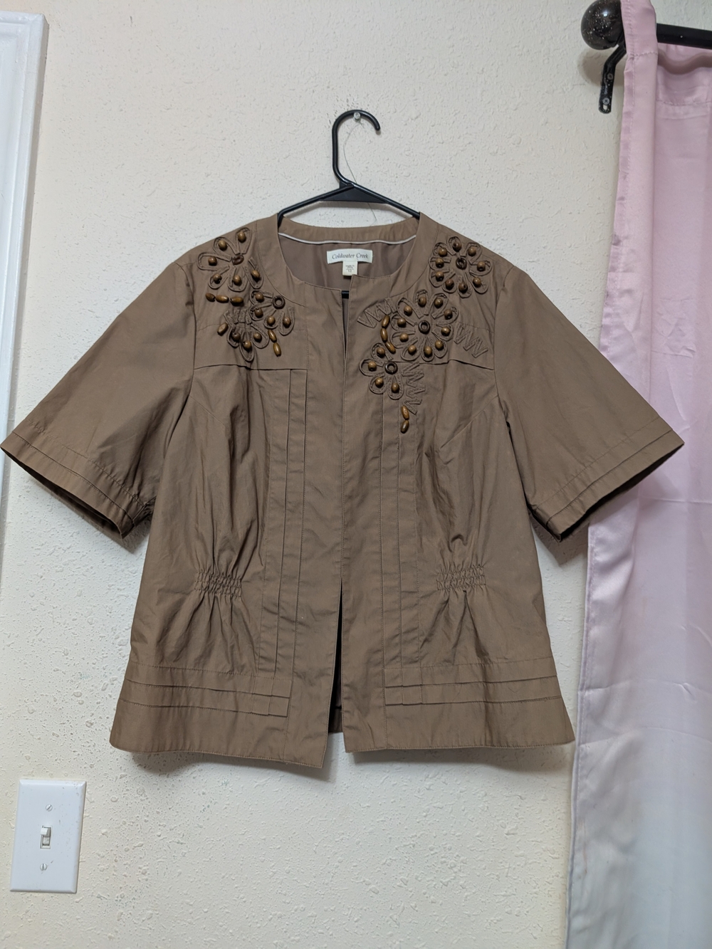 Coldwater Creek Taupe Short-Sleeve Embellished Jacket - Picture 7 of 9